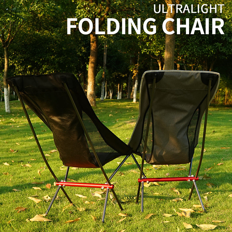 Outdoor Folding Chair Heighten Moon Chair Portable Camping Fishing Chair Leisure Beach Chair Back Chair