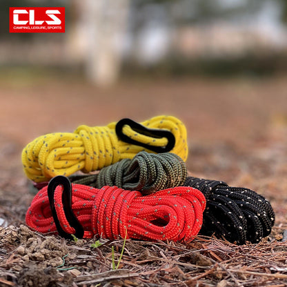 Outdoor Camping 4mm Reflective Rope Tent Rope To Send Fixed Buckle 4 Sets Of Sky Curtain Pull Rope Windproof Camping Support Rod Rope