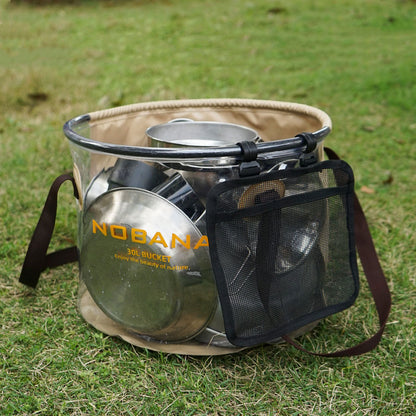 Outdoor folding bucket camping portable barbecue dish washing bucket telescopic fishing bucket