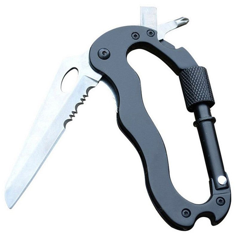 5 in 1 Outdoor Multi Function Mountaineering Buckle Fast Hanging Buckle Cross Screwdriver Carabiner Bottle Opener Wine Opener