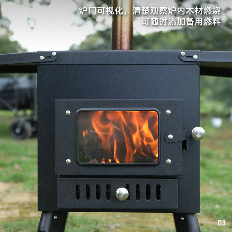 Outdoor Courtyard Firewood Stove Carbon Steel Portable Foldable Wood Camping Stove For Outdoor Tents