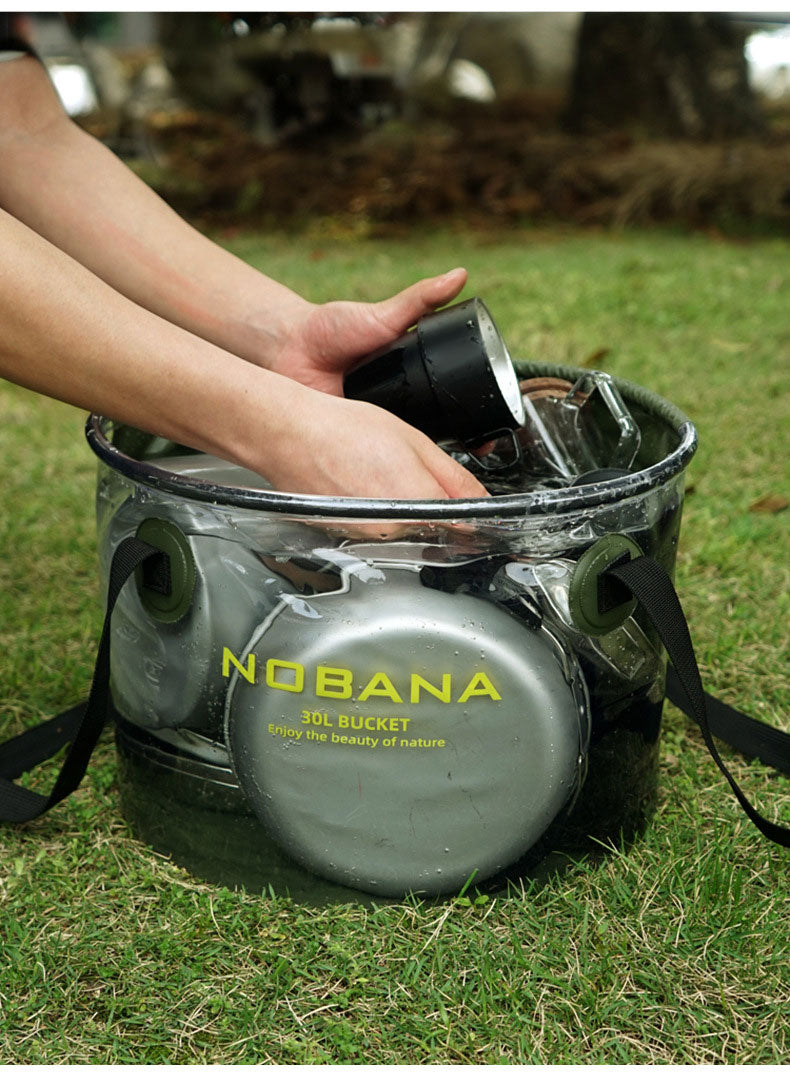 Outdoor folding bucket camping portable barbecue dish washing bucket telescopic fishing bucket