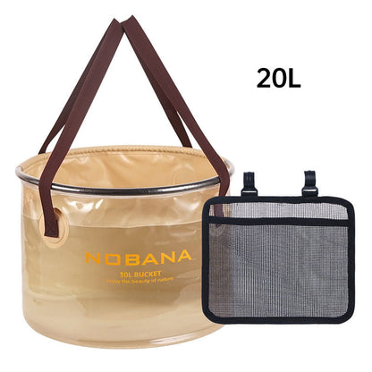 Outdoor folding bucket camping portable barbecue dish washing bucket telescopic fishing bucket