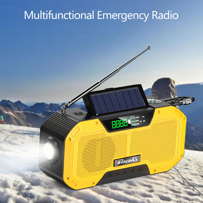 Outdoor Emergency Radio Bluetooth Speaker Solar Hand Flashlight Mobile Charging 5000 Mah Large Capacity