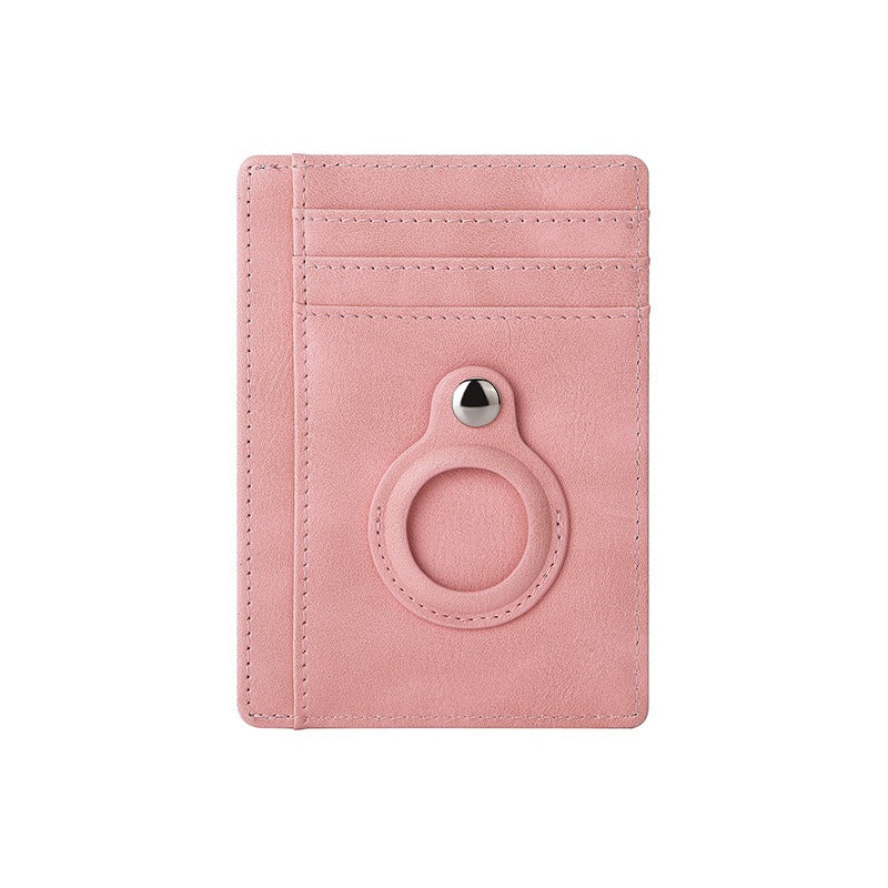 AirTag multi-card slot Apple tracker anti-lost protective cover card bag anti-theft brush Crazy Horse PU leather RFID bag