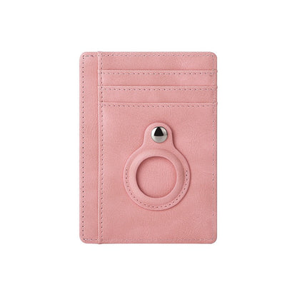 AirTag multi-card slot Apple tracker anti-lost protective cover card bag anti-theft brush Crazy Horse PU leather RFID bag