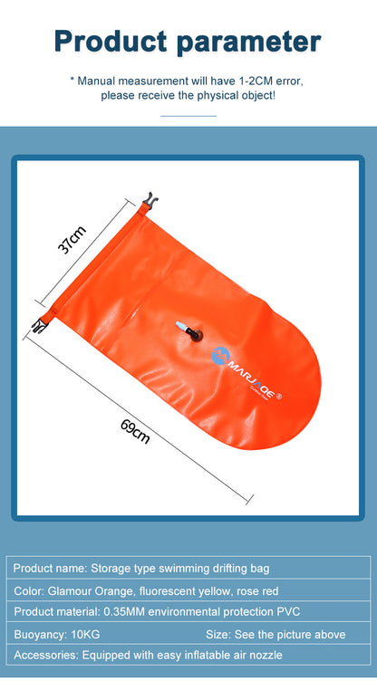 PVC  Inflatables Storage Swim Buoys Dry Bag Orange Floating Safety Swimming Buoy