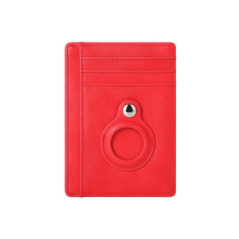 AirTag multi-card slot Apple tracker anti-lost protective cover card bag anti-theft brush Crazy Horse PU leather RFID bag