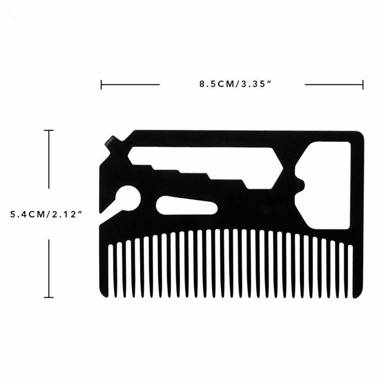 Multifunctional Utility Beard Comb Fits in Your Wallet Comb Bottle Opener Wrench Screw Driver Knife Blade breakaway