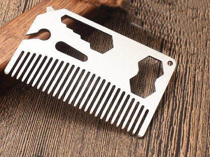 Multifunctional Utility Beard Comb Fits in Your Wallet Comb Bottle Opener Wrench Screw Driver Knife Blade breakaway