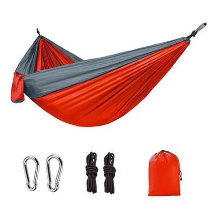 Outdoor Hammock Camping Single And Double Parachute Fabric Color Matching Hammock Widened Swing Indoor Leisure