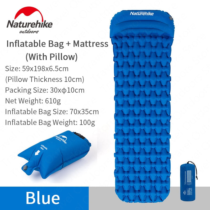 Naturehike Outdoor Camping Mat Inflatable Bag Inflatable Tent Sleeping Pad Ultralight Portable Picnic Air Mat Camping Picnic Pad