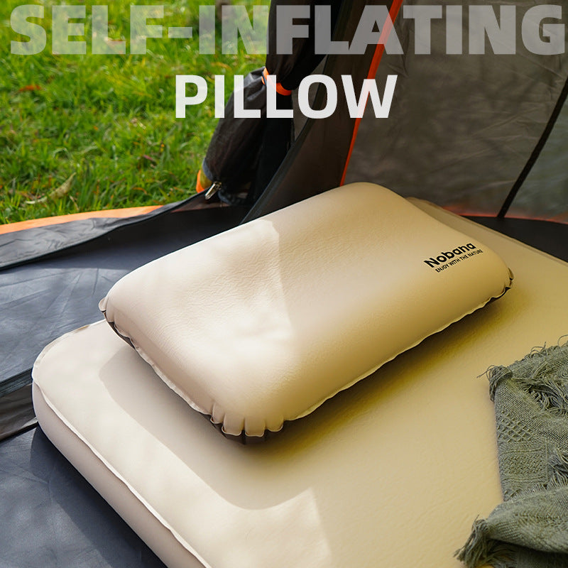 Outdoor 3D Sponge Pillow Automatic Inflatable Pillow Camping Tent Air Cushion Pillow Travel Portable Cervical Neck Pillow