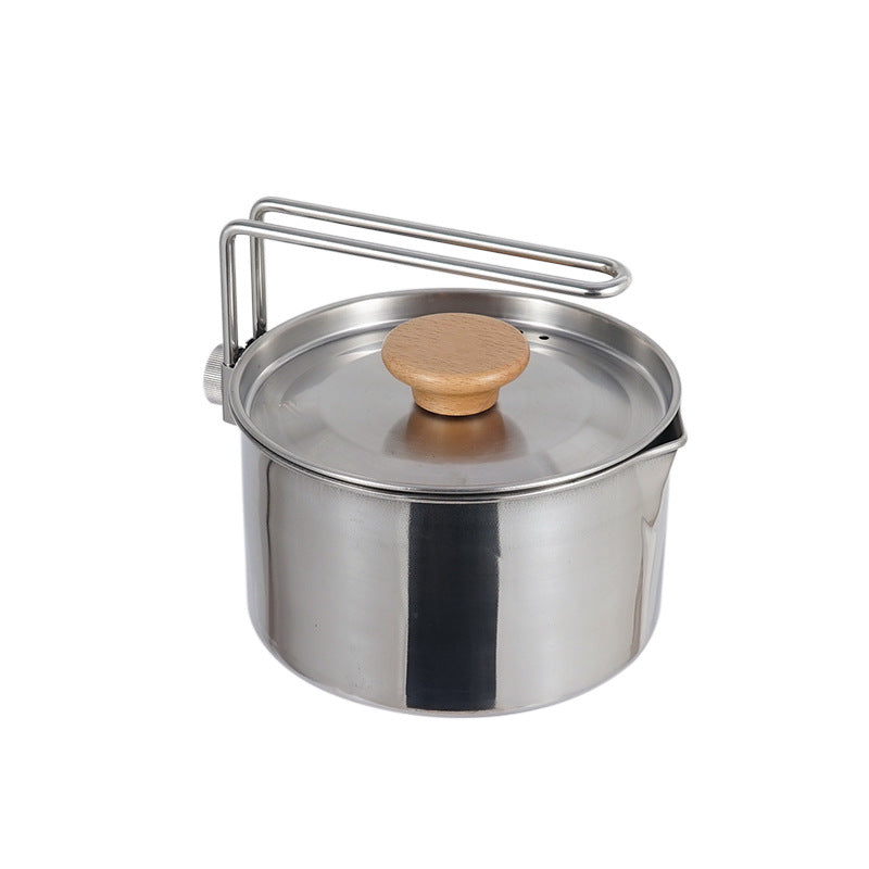 Outdoor Multi-Function 304 Stainless Steel Kettle Mountaineering Portable Coffee Pot Foldable Fishing Camping Pot Teapot