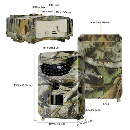 PR100 Hunting Camera Photo Trap 12MP Wildlife Trail Night Vision Trail Thermal Imager Video Cameras for Hunting Scouting Game