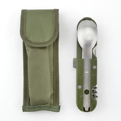 Camping Folding Knife Fork And Spoon Combination Stainless Steel Tableware Knife And Fork Multi-Function Knife Disassembly And Assembly Tableware