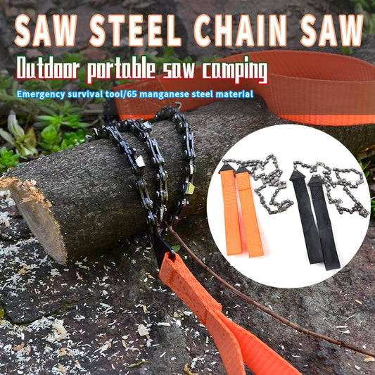 Portable Pocket Chain saw Camping Hiking Emergency Household Gardening Hand Chainsaw with Nylon Bag Outdoor Survival 65cm