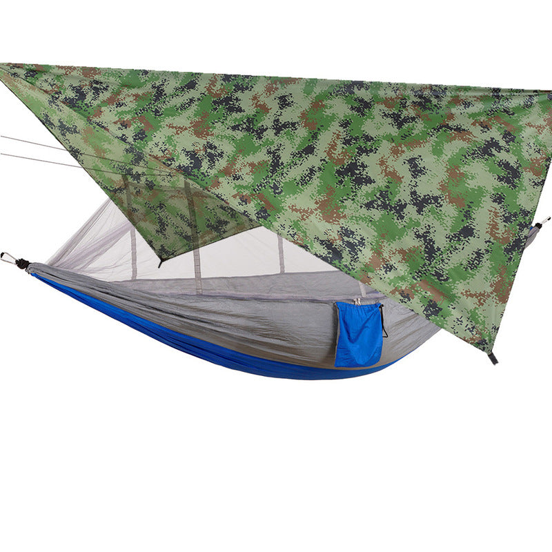 260x140cm Outdoor Double Camping Hammock with Mosquito Net and Rain Fly Tarp Lightweight Parachute Hammocks for Travel Hiking