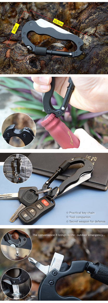 5 in 1 Outdoor Multi Function Mountaineering Buckle Fast Hanging Buckle Cross Screwdriver Carabiner Bottle Opener Wine Opener