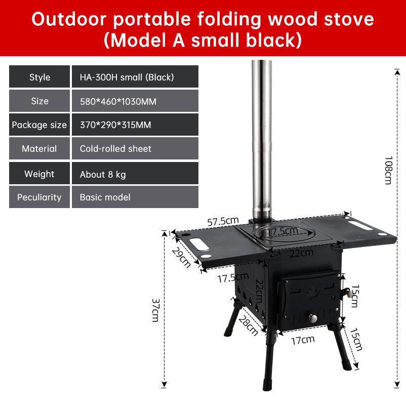 Outdoor Courtyard Firewood Stove Carbon Steel Portable Foldable Wood Camping Stove For Outdoor Tents