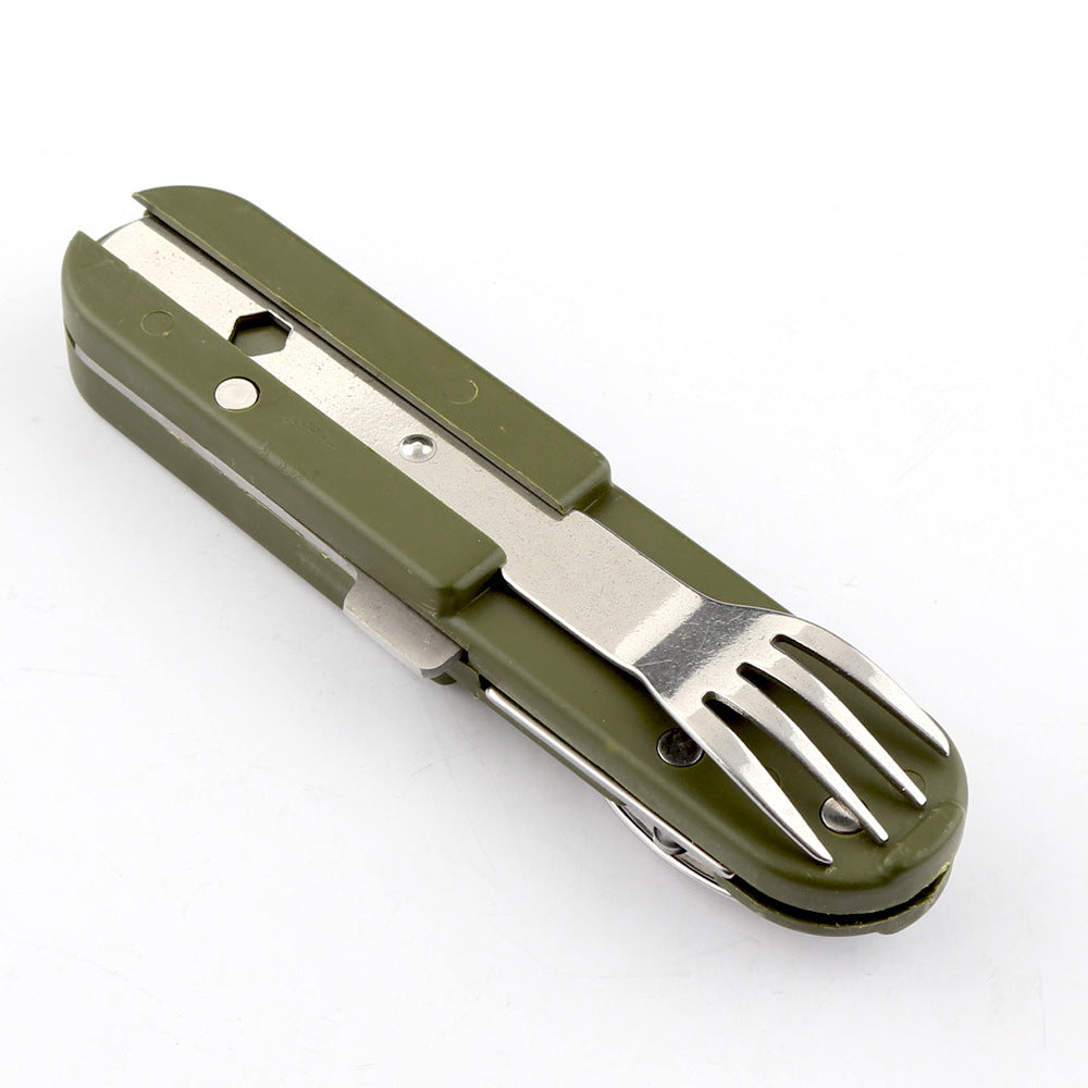 Camping Folding Knife Fork And Spoon Combination Stainless Steel Tableware Knife And Fork Multi-Function Knife Disassembly And Assembly Tableware